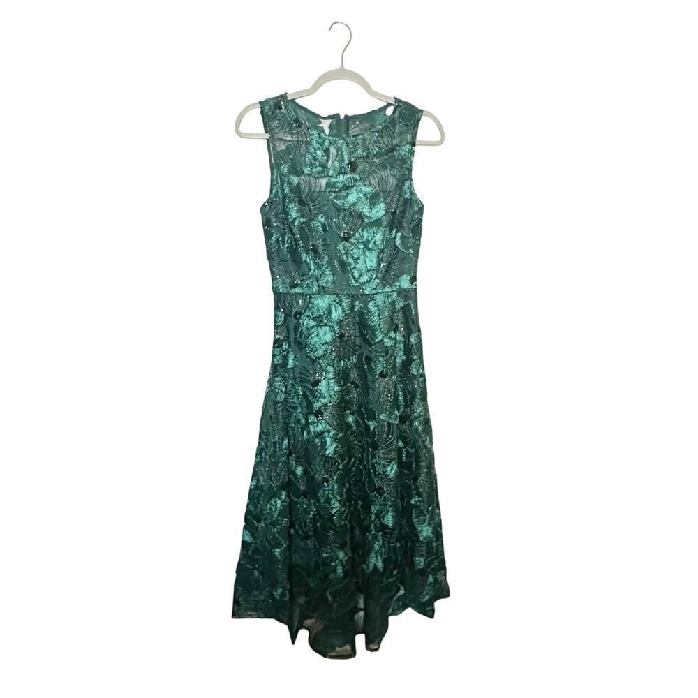 Alex Marie Eloise Embroidered A-Line Dress Fern Green Size 2 NEW